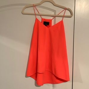 Neon pink silk tank